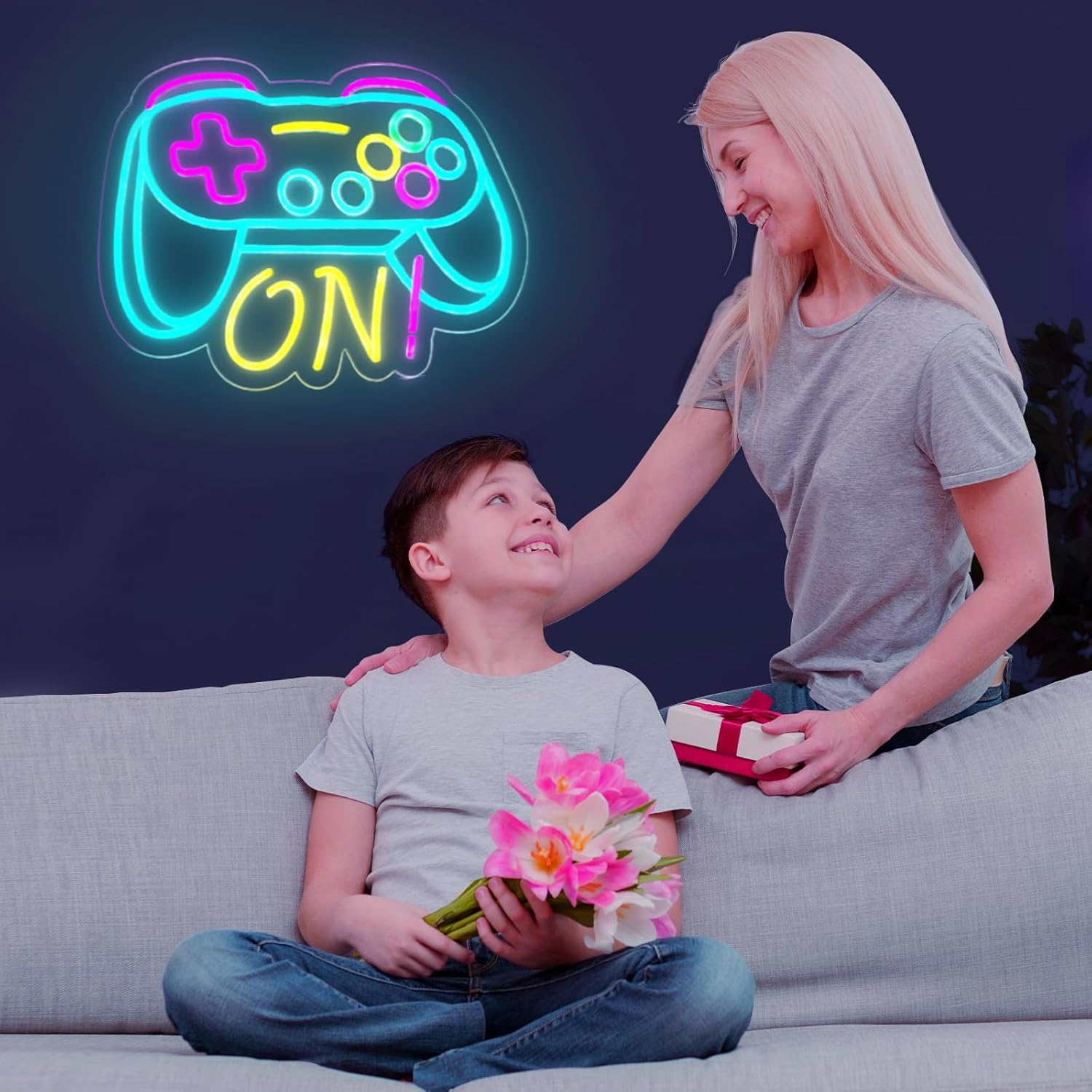 ๐ฎ Gamer Neon Sign โ XL LED Gamepad Light | Dimmable USB Wall Sign for Streamers & Gamers