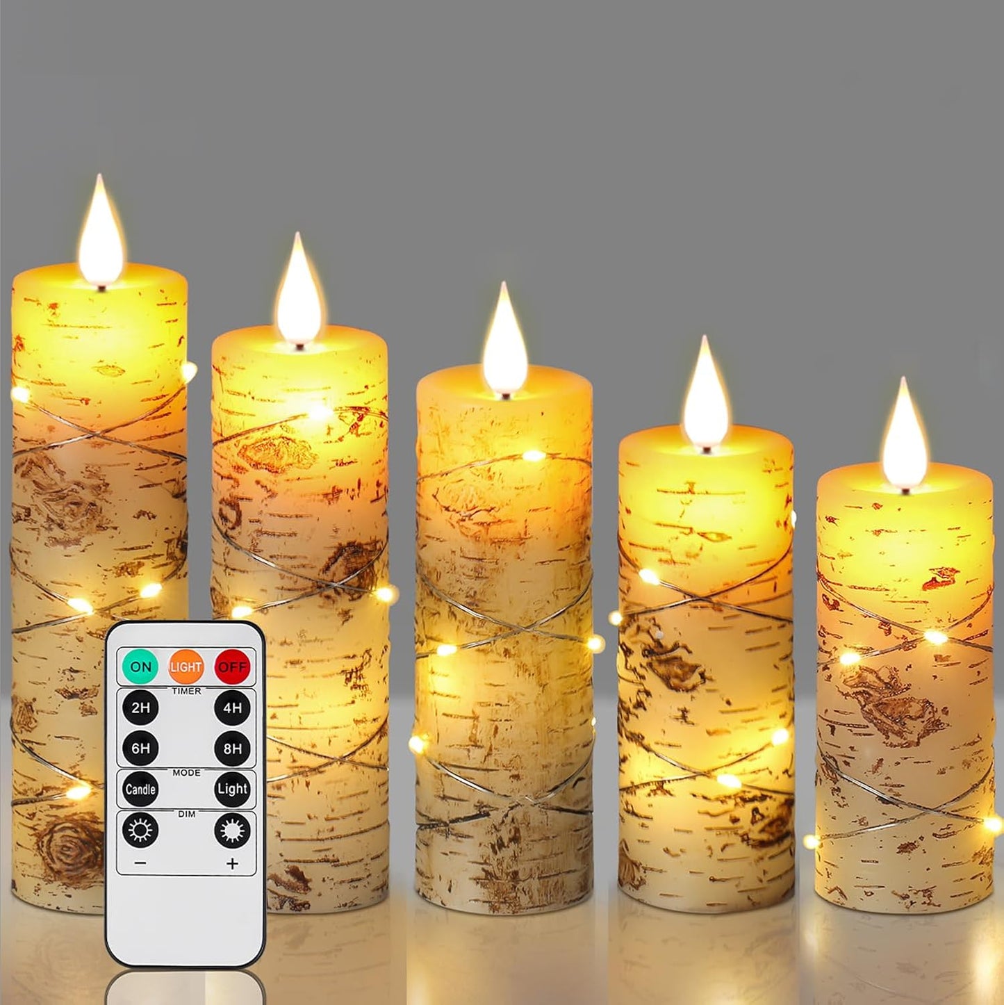๐ธ Pink Flameless Candles with Fairy String Lights โ Real Wax LED Candles with Remote & Timer, 3-Pack โ Perfect for Home, Office, and Gaming Spaces