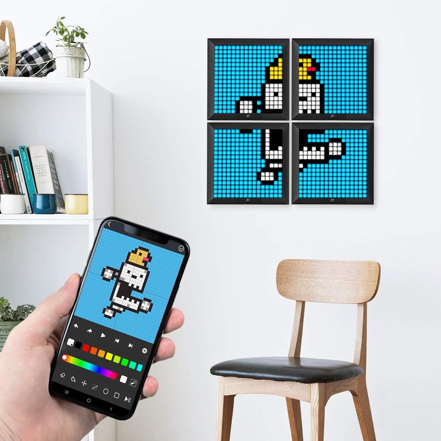 Pixoo - Pixel Art Digital Picture Frame with 16X16 LED Display APP Control - Cool Animation Frame Wall/Desk Mount for Gaming Room & Bedside Table -Black