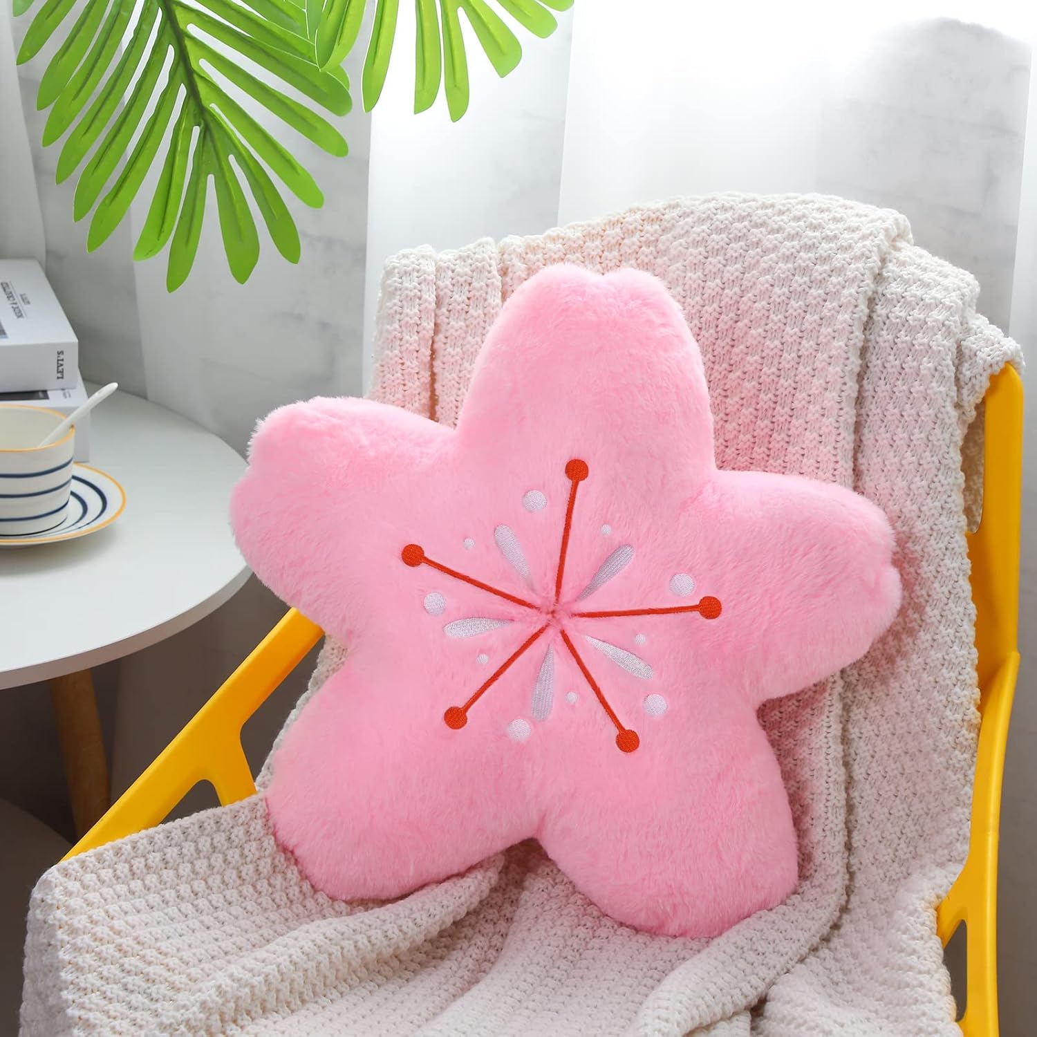 🌸2PCS Cherry Blossom Flower Throw Pillows – 15.7" Kawaii Plush Floor Cushions for Gaming Chairs, Sofas & Office Decor | Soft Aesthetic Sakura Seating Pads – Pink | Geek Findings Exclusive