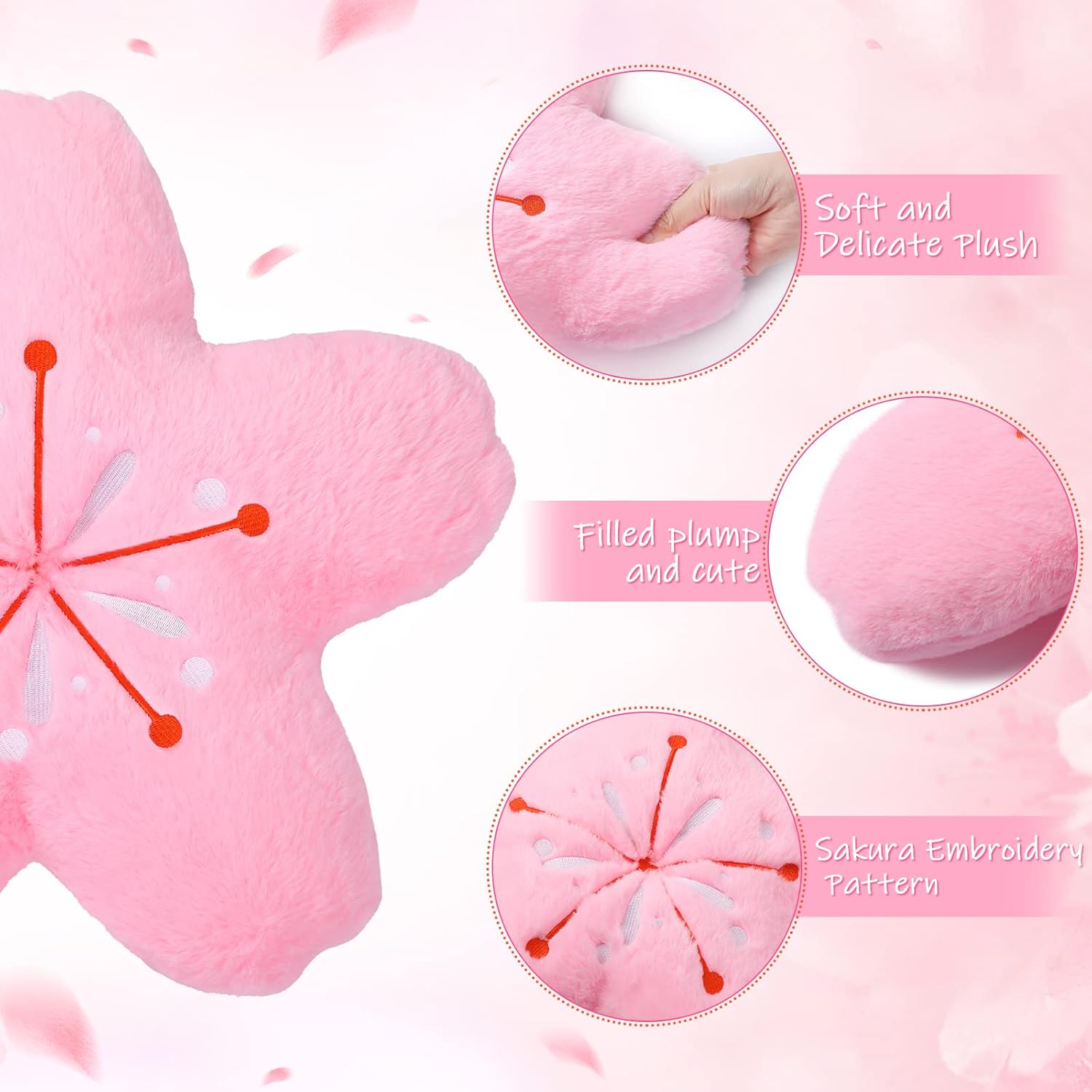 🌸2PCS Cherry Blossom Flower Throw Pillows – 15.7" Kawaii Plush Floor Cushions for Gaming Chairs, Sofas & Office Decor | Soft Aesthetic Sakura Seating Pads – Pink | Geek Findings Exclusive