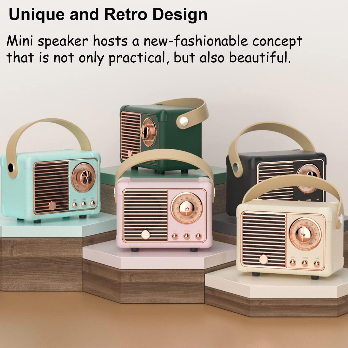 Retro Bluetooth Mini Speaker โ Vintage Wireless Sound with Rich Bass | Portable 5.0 Speaker for Desk, Office, Gaming Room & Gifts | Geek Findings
