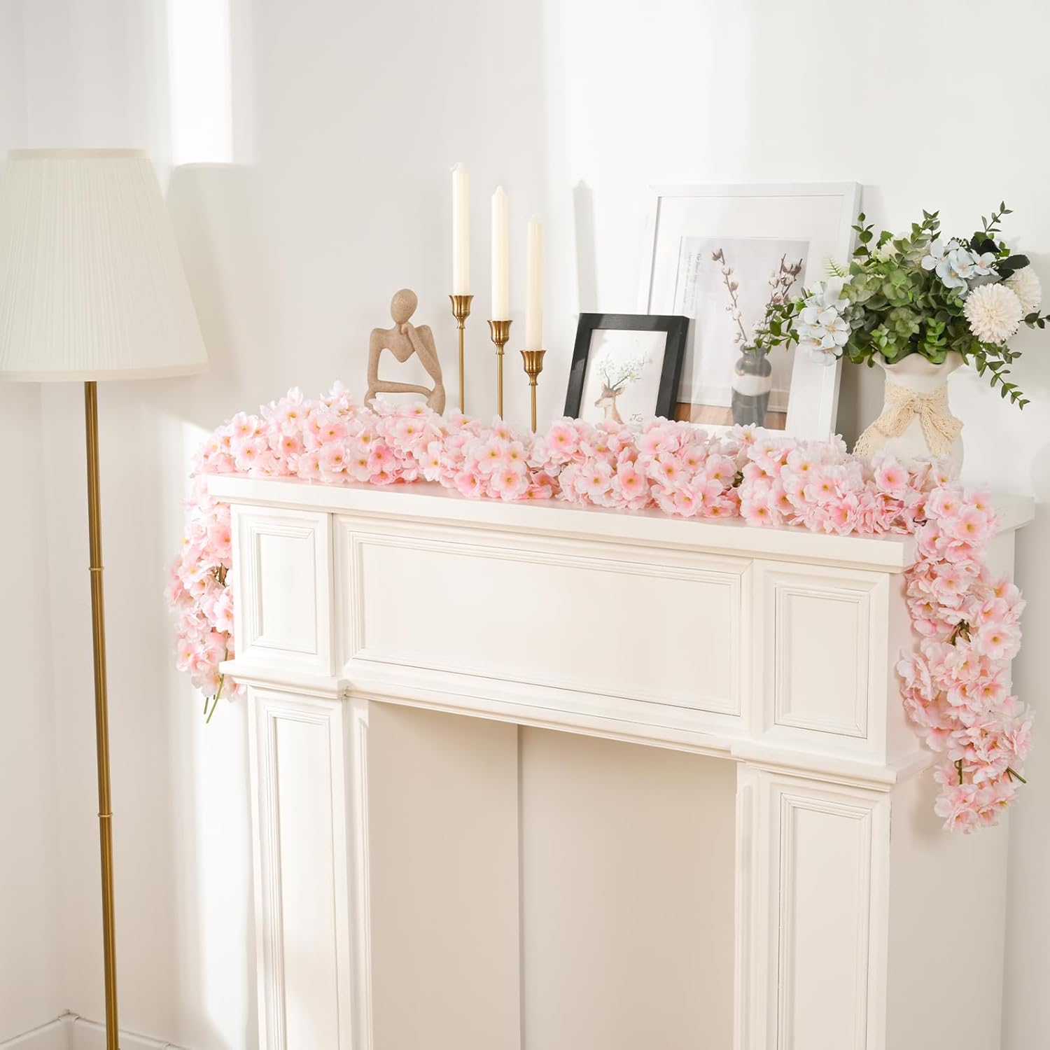 🌸Cherry Blossom Garland – 4-Pack (23.6 FT Total) Silk Sakura Vines for Office, Gaming Setups & Home Décor | Elegant Faux Hanging Flowers for Desk, Wall, Wedding, and Room Accents – Geek Findings Exclusive