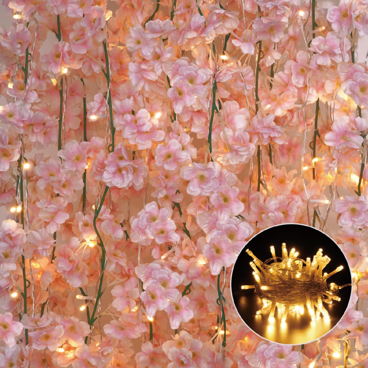 🌸Cherry Blossom Garland – 4-Pack (23.6 FT Total) Silk Sakura Vines for Office, Gaming Setups & Home Décor | Elegant Faux Hanging Flowers for Desk, Wall, Wedding, and Room Accents – Geek Findings Exclusive