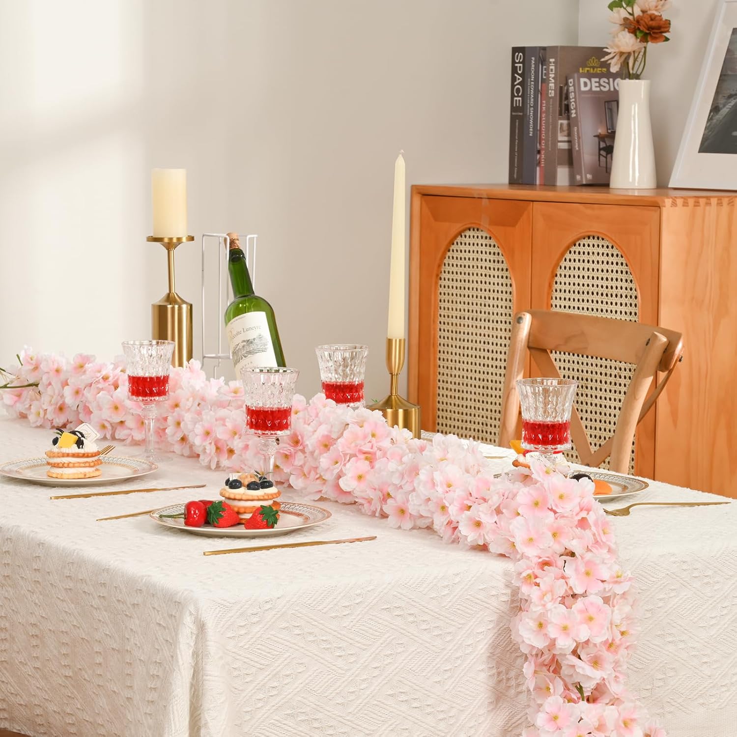 🌸Cherry Blossom Garland – 4-Pack (23.6 FT Total) Silk Sakura Vines for Office, Gaming Setups & Home Décor | Elegant Faux Hanging Flowers for Desk, Wall, Wedding, and Room Accents – Geek Findings Exclusive