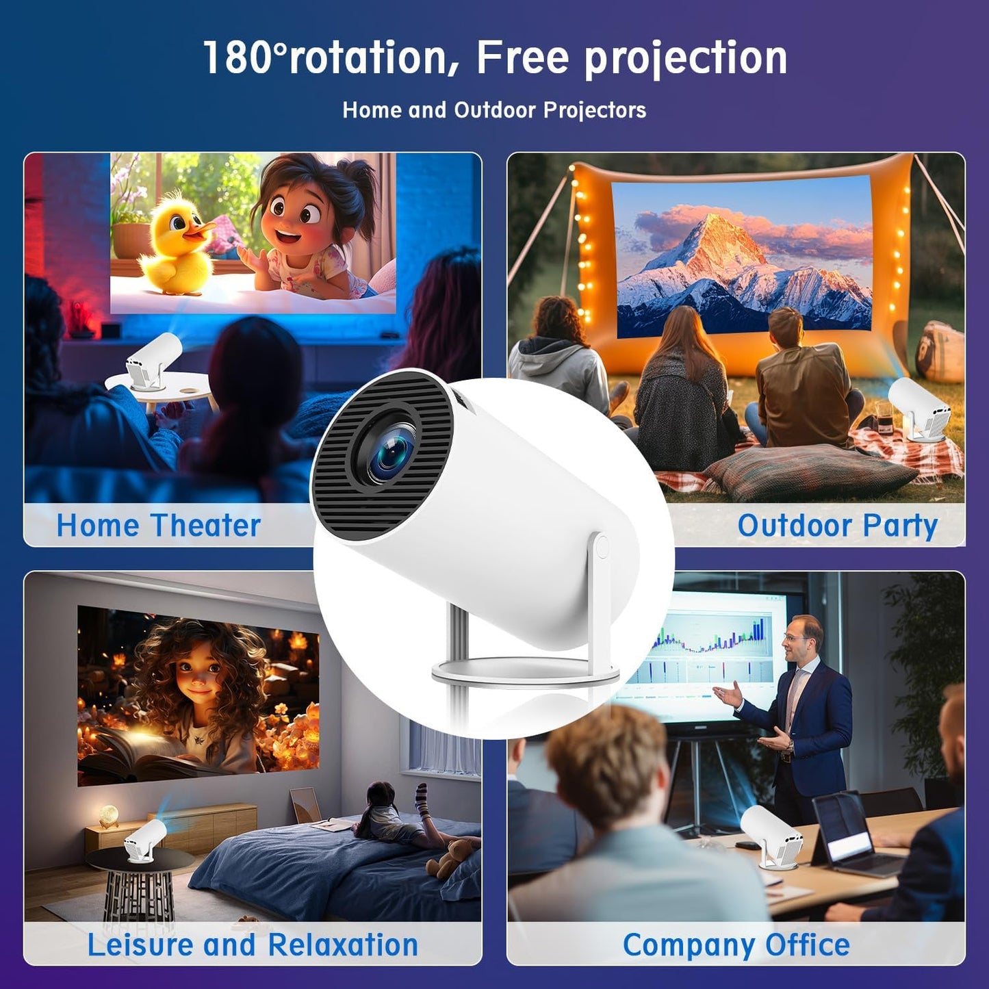 ๐ฅ HY300 PRO Mini Smart Projector โ 4K Support, Android 11, WiFi 6 & Bluetooth | Portable HD Projector for Gamers, Offices & Tech Enthusiasts