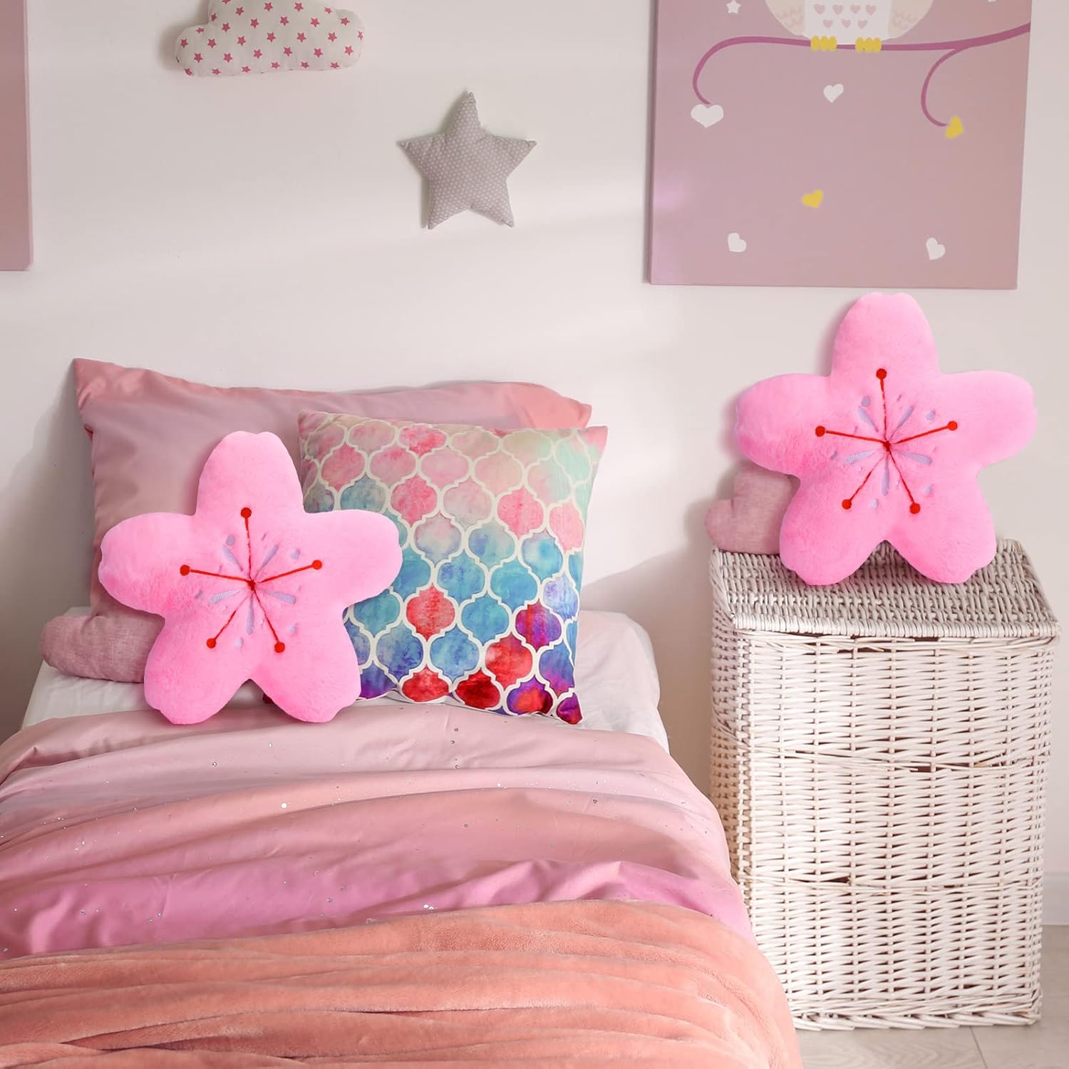 πΈ2PCS Cherry Blossom Flower Throw Pillows β 15.7" Kawaii Plush Floor Cushions for Gaming Chairs, Sofas & Office Decor | Soft Aesthetic Sakura Seating Pads β Pink | Geek Findings Exclusive