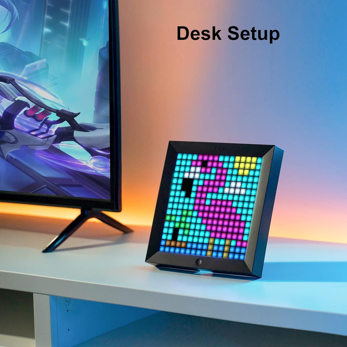Pixoo - Pixel Art Digital Picture Frame with 16X16 LED Display APP Control - Cool Animation Frame Wall/Desk Mount for Gaming Room & Bedside Table -Black