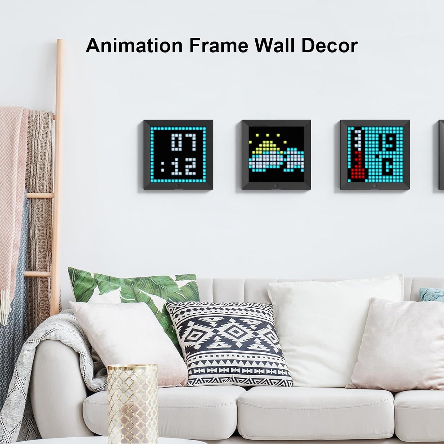 Pixoo - Pixel Art Digital Picture Frame with 16X16 LED Display APP Control - Cool Animation Frame Wall/Desk Mount for Gaming Room & Bedside Table -Black