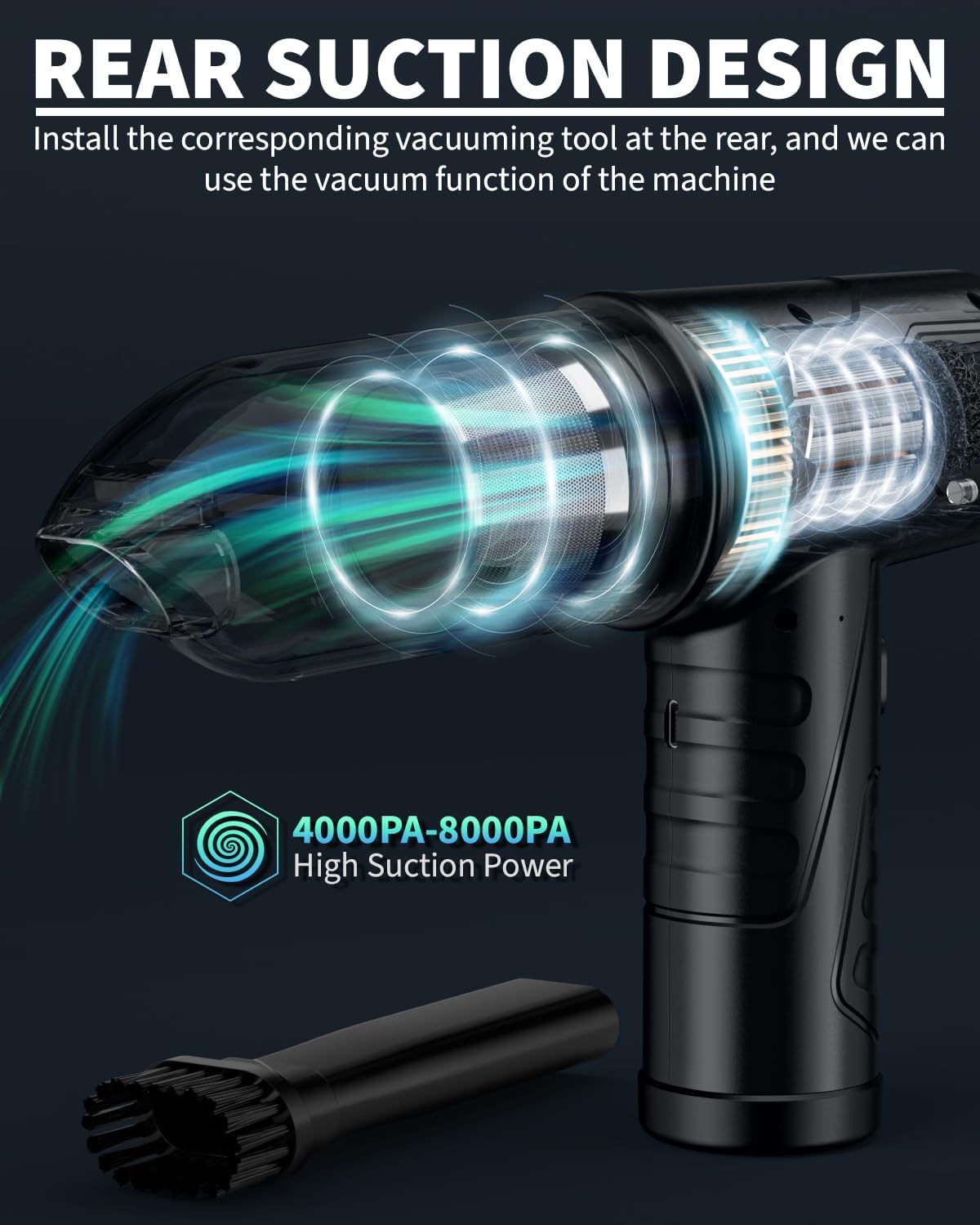 💨 95000RPM Cordless Compressed Air Duster – 3-Speed Rechargeable Cleaner & Vacuum for PC, Keyboard, Car & Office | Eco-Friendly Air Can Alternative with LED Light & 8000mAh Battery