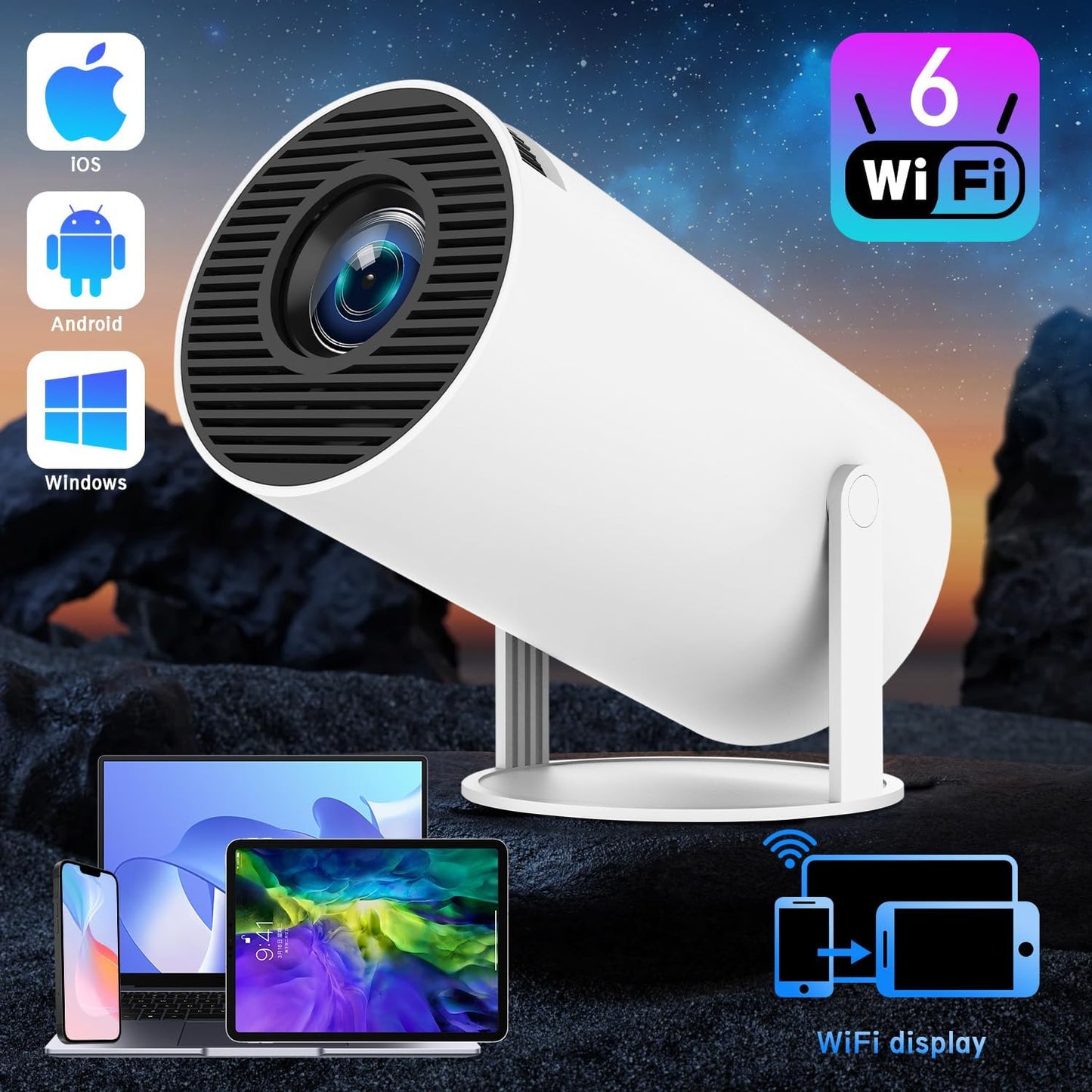 ๐ฅ HY300 PRO Mini Smart Projector โ 4K Support, Android 11, WiFi 6 & Bluetooth | Portable HD Projector for Gamers, Offices & Tech Enthusiasts
