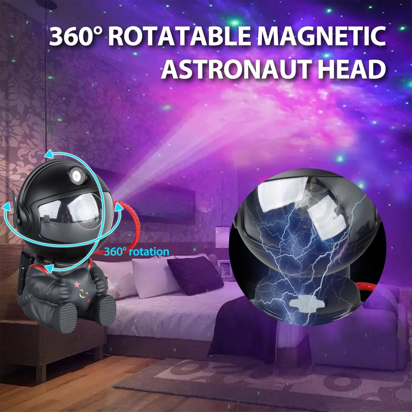 ๐ Astronaut Galaxy Projector โ 8-Mode Star Light with Remote | 270ยฐ Adjustable Cosmic Nebula Lamp for Gaming Desks, Offices & Home Theaters