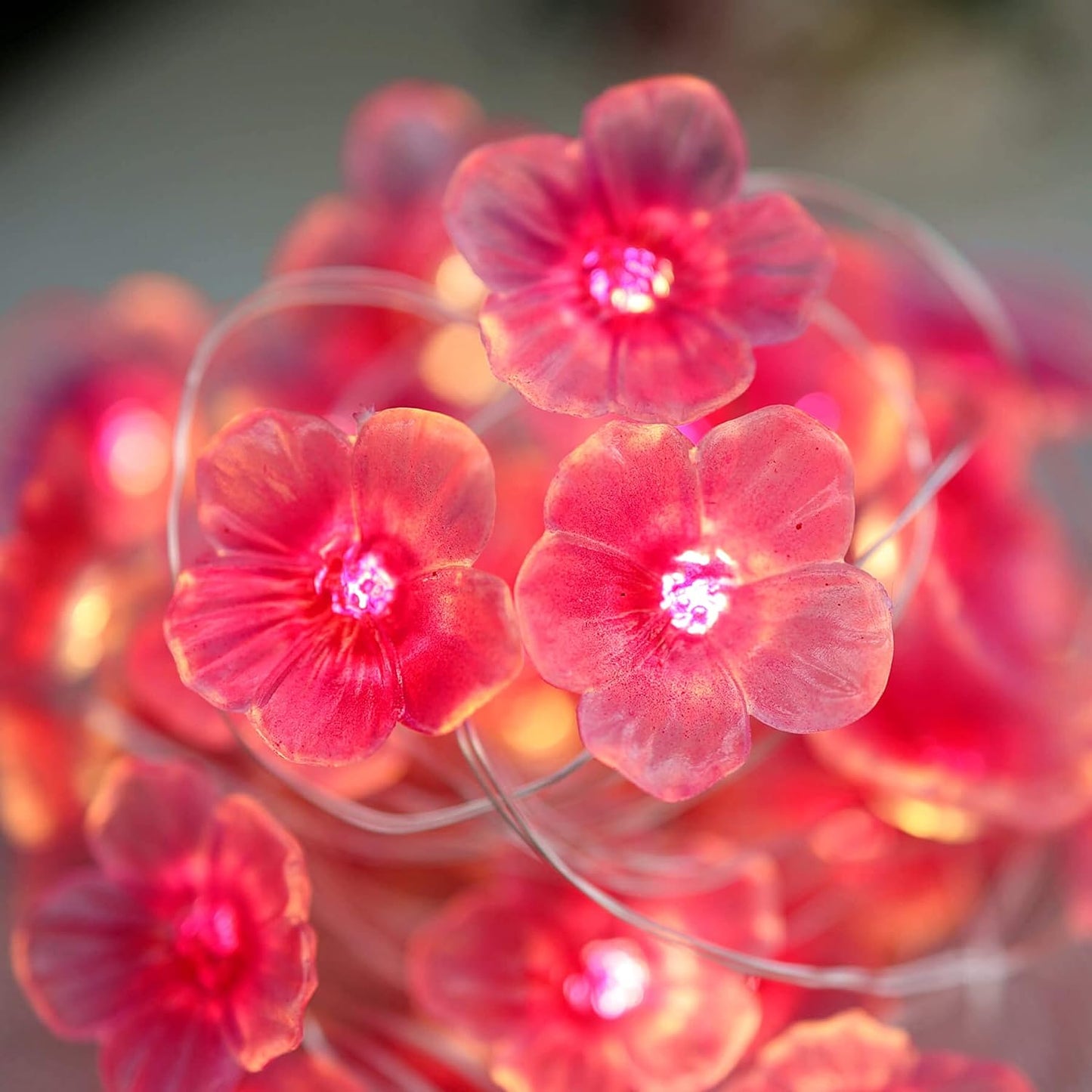 🌸 Cherry Blossom Fairy String Lights – 10ft Sakura Flower LED Garland with Remote & Timer | Soft Pink Glow for Gaming Desks, Offices & Bedroom Décor – Geek Findings Exclusive