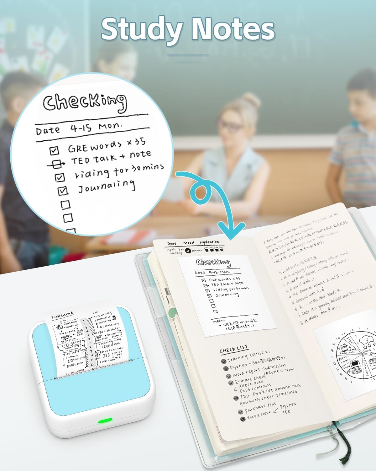 Mini Sticker Printer โ Portable Bluetooth Thermal Printer with Sticker Rolls | Inkless PrintPods for Journaling, DIY Notes, Labeling & Gifting | Fun Pocket Gadget for iPhone & Android