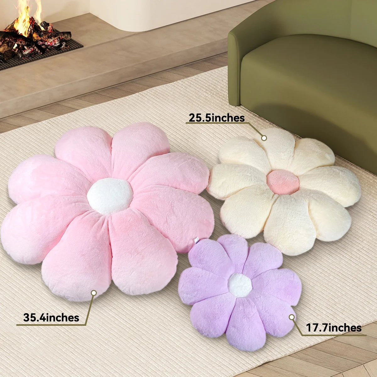 🌸Blossom Bloom: Faux Fur Pink Flower Decorative Pillow – Soft Plush Floor Cushion for Office, Game Room, and Home Decor | Cherry Blossom Collection