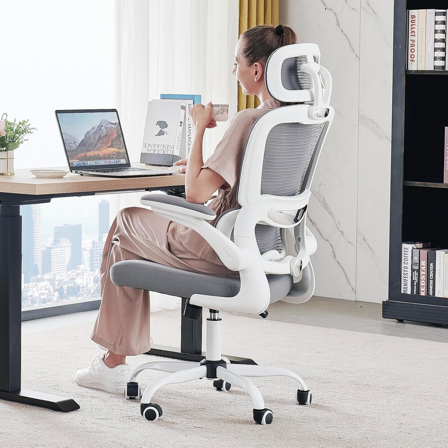 🌸Blossom Comfort: Pink Ergonomic Mesh Office Chair – High-Back Adjustable Desk & Gaming Chair (330 lbs Support) | Cherry Blossom Collection