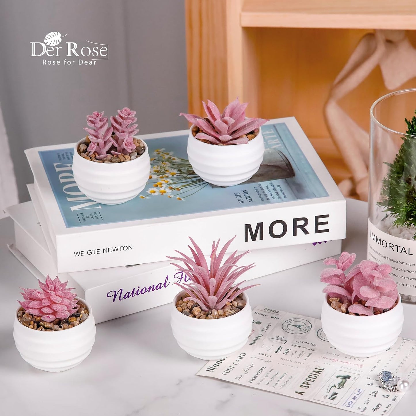 Set of 6 Succulents Plants Artificial in Pots Small Fake Plants for Bedroom Aesthetic Living Room Office Shelf Bathroom Decor
