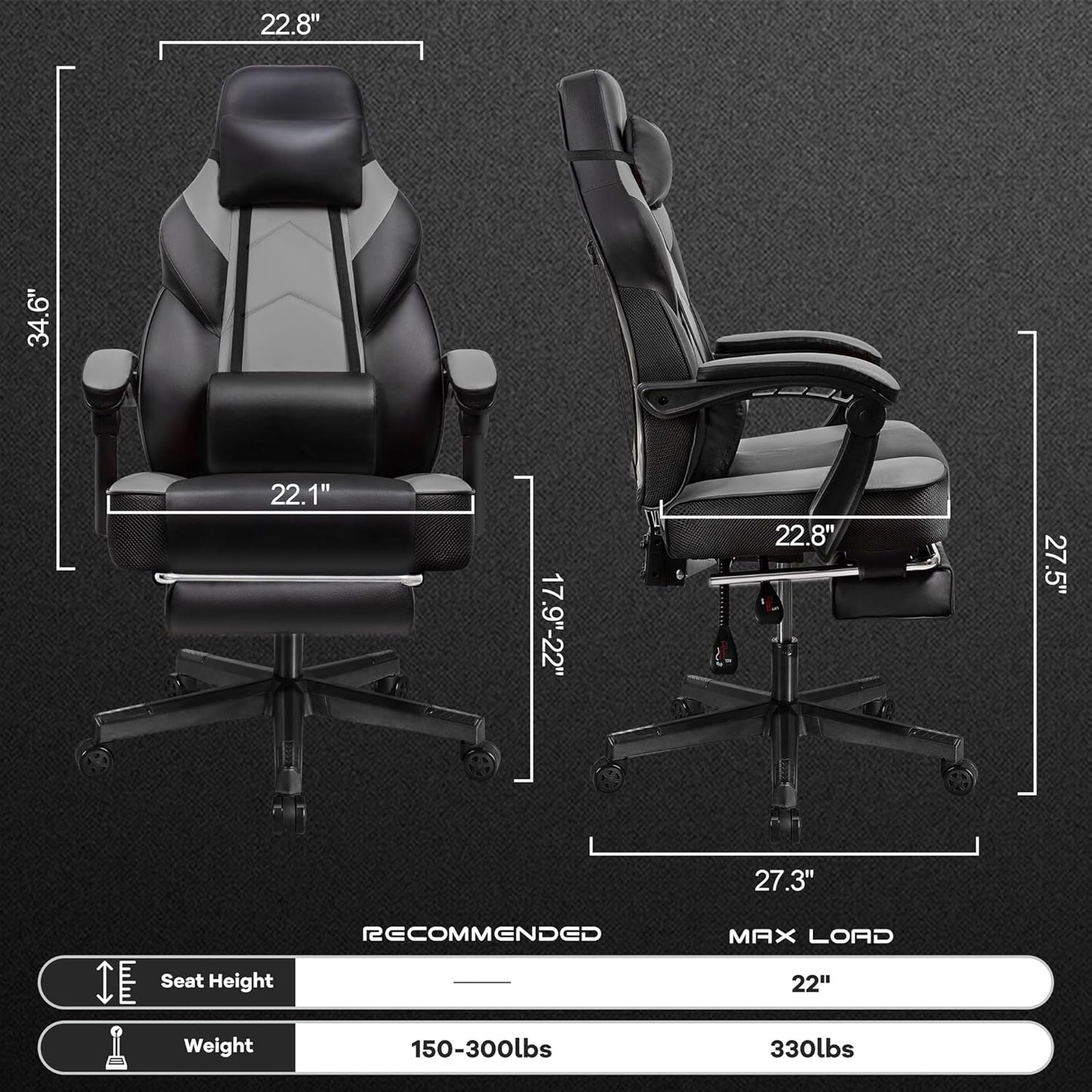 ๐ฎ Ultimate Gaming Throne โ Big & Tall Massage Chair with Footrest, Recliner Back, 360ยฐ Swivel & Ergonomic Comfort