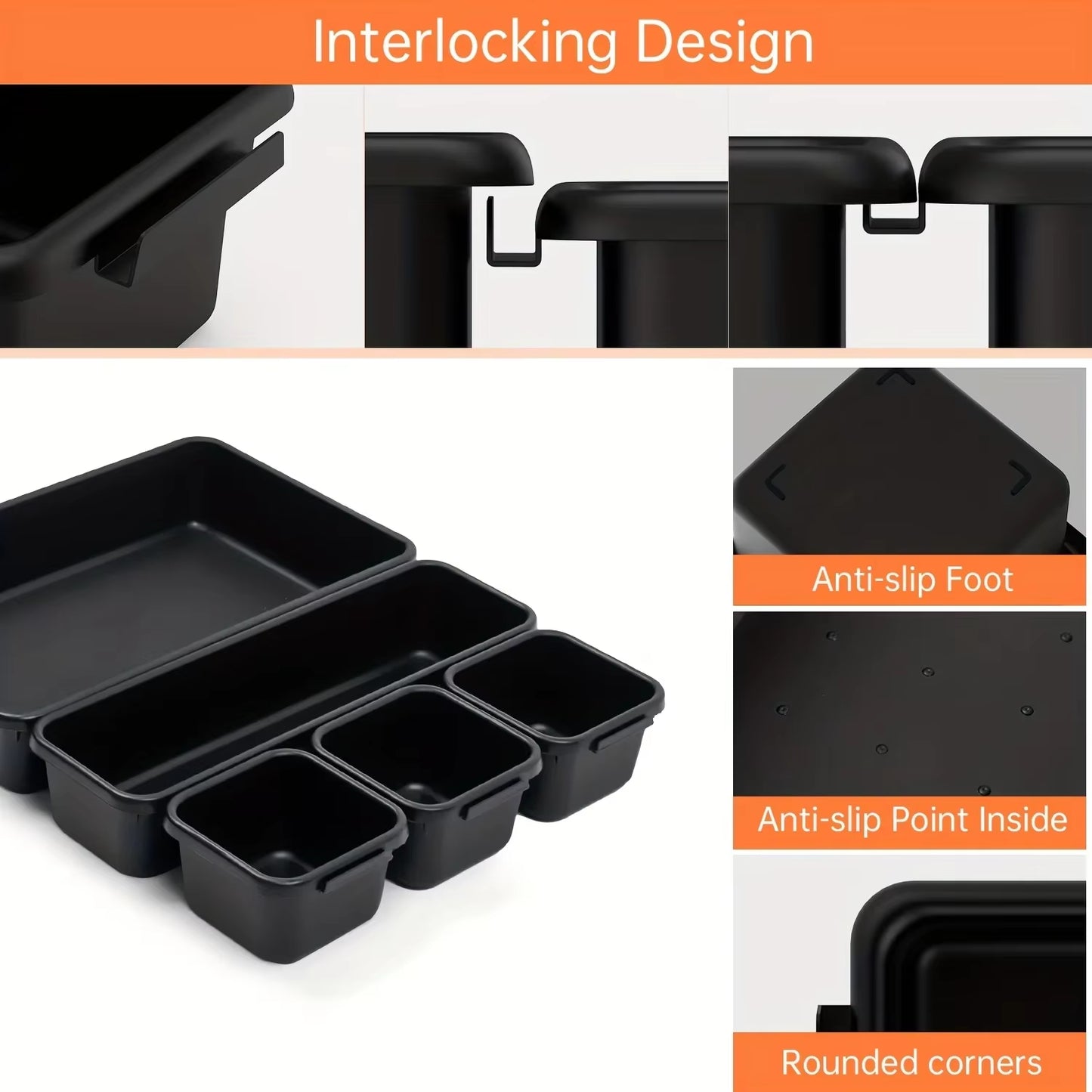 🧰 Modular Desk & Drawer Organizer Tray Set - Tool & Tech Organizer Bins for Home Office, Gaming Desk, Toolboxes & Workspaces