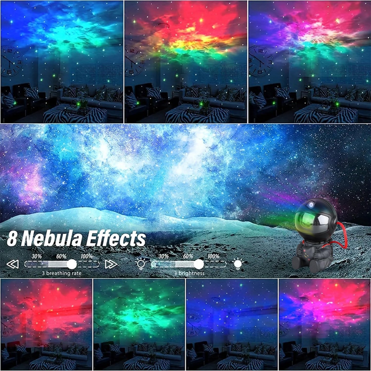 ๐ Astronaut Galaxy Projector โ 8-Mode Star Light with Remote | 270ยฐ Adjustable Cosmic Nebula Lamp for Gaming Desks, Offices & Home Theaters