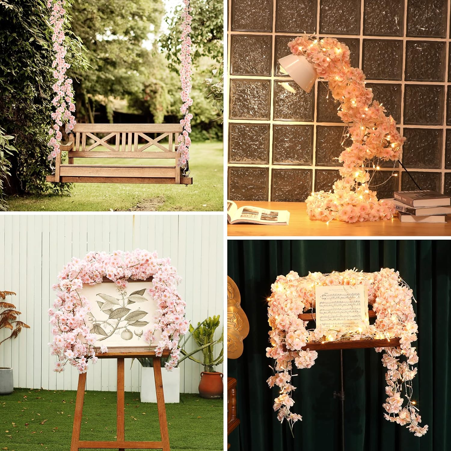 🌸Cherry Blossom Garland – 4-Pack (23.6 FT Total) Silk Sakura Vines for Office, Gaming Setups & Home Décor | Elegant Faux Hanging Flowers for Desk, Wall, Wedding, and Room Accents – Geek Findings Exclusive