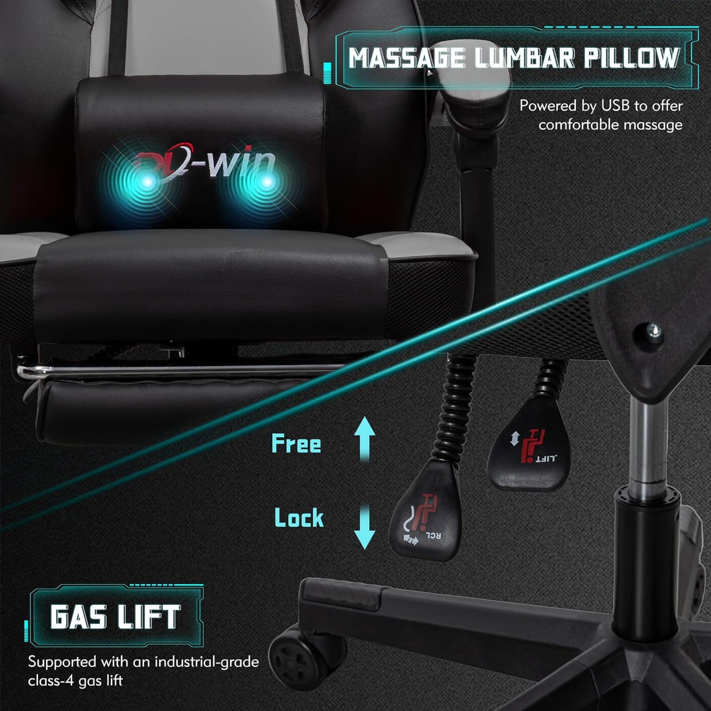 ๐ฎ Ultimate Gaming Throne โ Big & Tall Massage Chair with Footrest, Recliner Back, 360ยฐ Swivel & Ergonomic Comfort