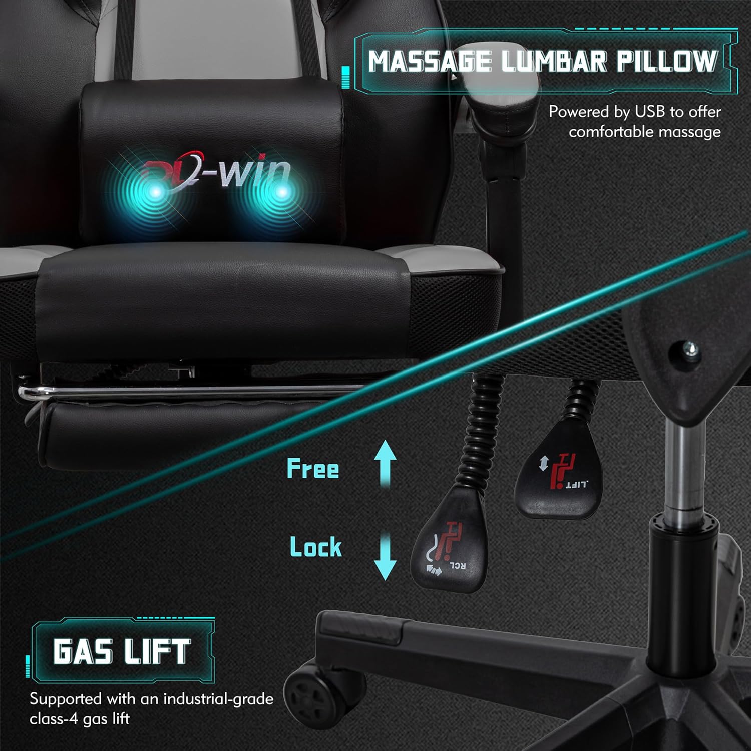 🎮 Ultimate Gaming Throne – Big & Tall Massage Chair with Footrest, Recliner Back, 360° Swivel & Ergonomic Comfort