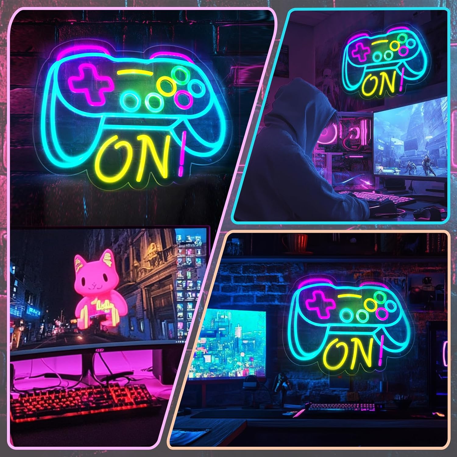 ๐ฎ Gamer Neon Sign โ XL LED Gamepad Light | Dimmable USB Wall Sign for Streamers & Gamers