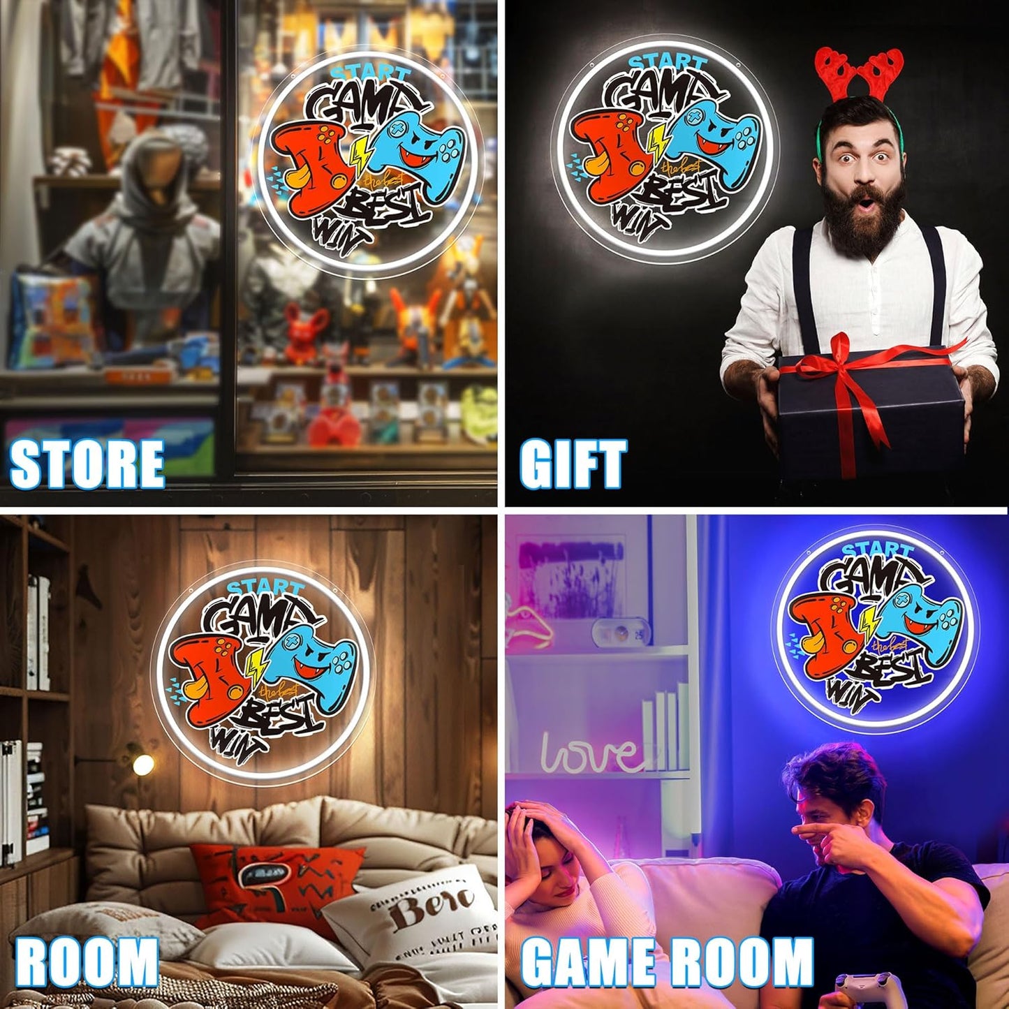 🎮 Gamer Neon Sign – LED Wall Light for Game Rooms, Boys’ Rooms, Man Caves & Battlestations | USB-Powered Gamepad Light with Adjustable Brightness – Epic Gamer Decor & Gift for Gamers
