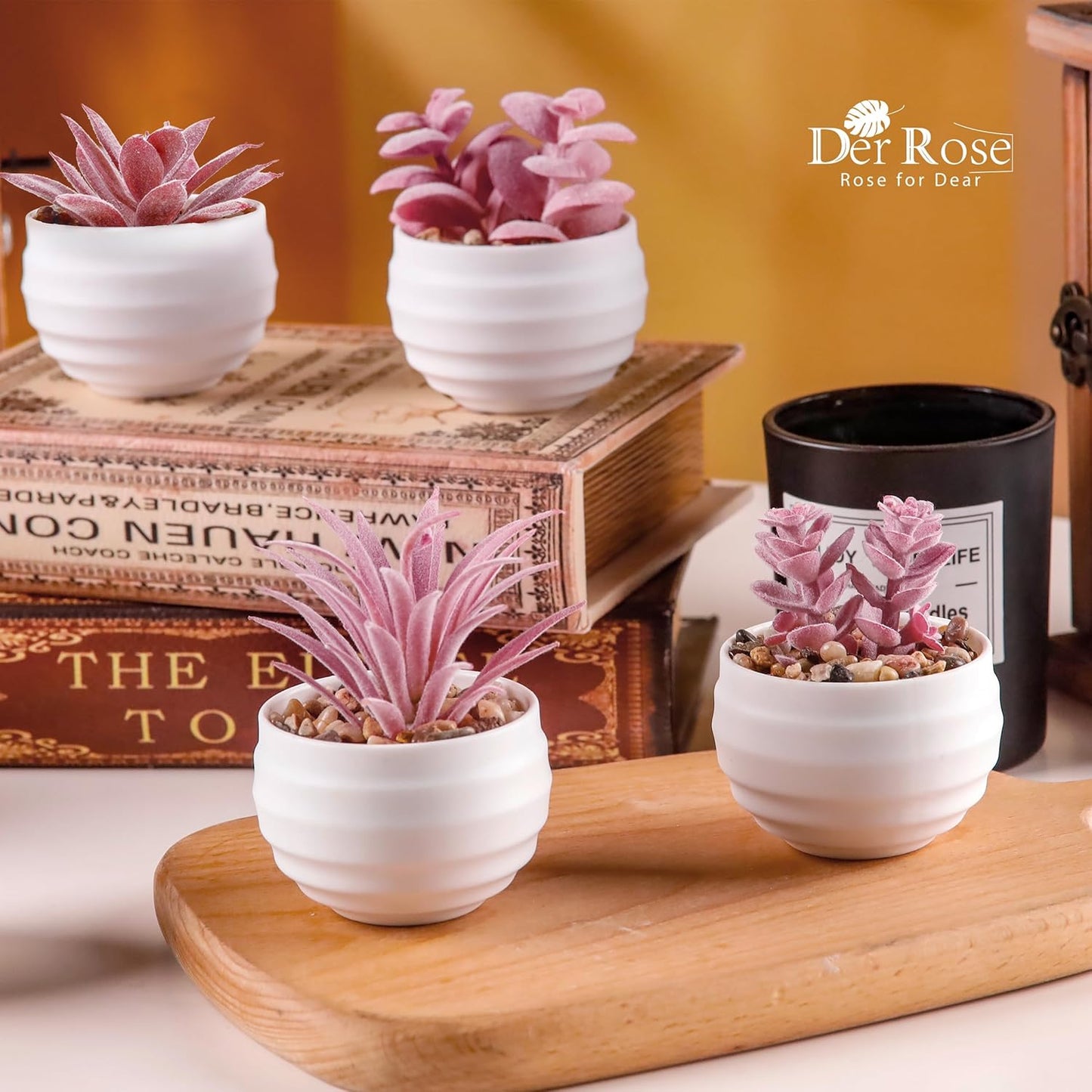 Set of 6 Succulents Plants Artificial in Pots Small Fake Plants for Bedroom Aesthetic Living Room Office Shelf Bathroom Decor