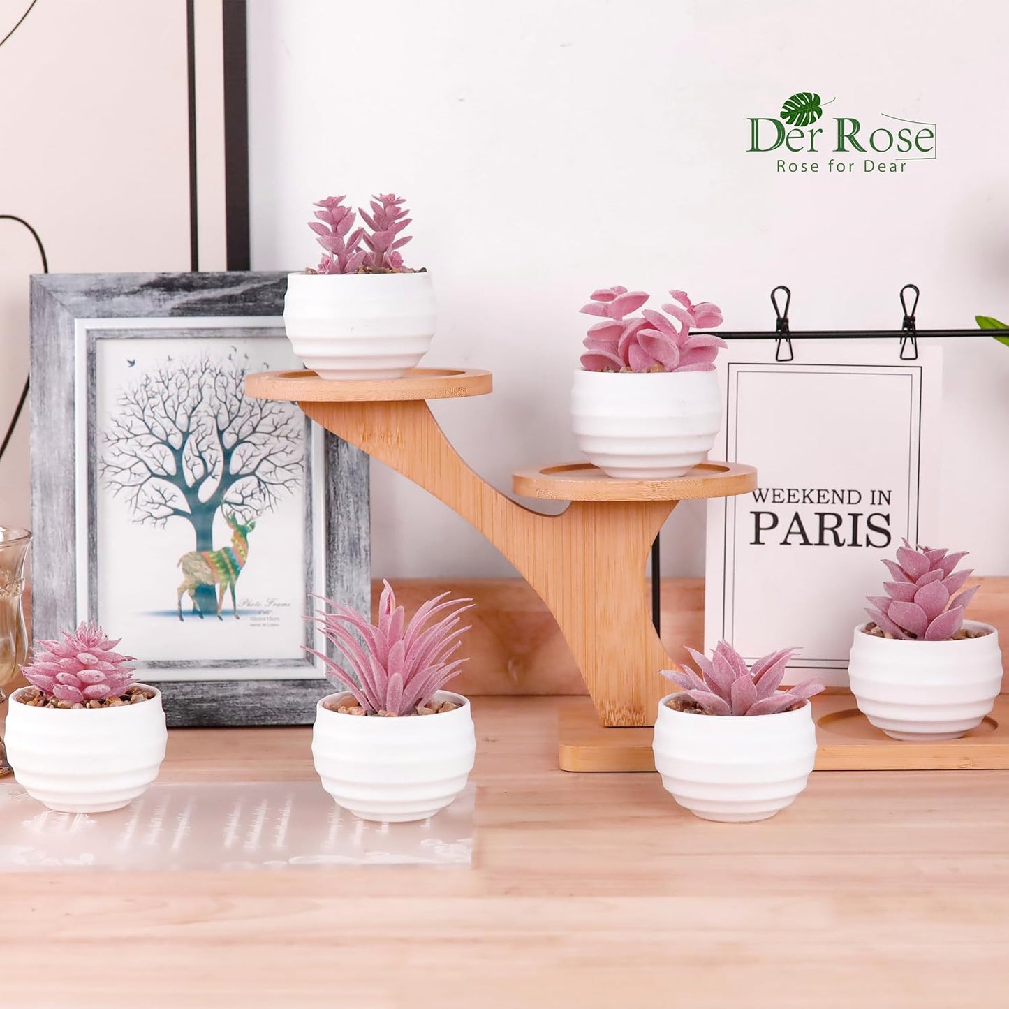 Set of 6 Succulents Plants Artificial in Pots Small Fake Plants for Bedroom Aesthetic Living Room Office Shelf Bathroom Decor