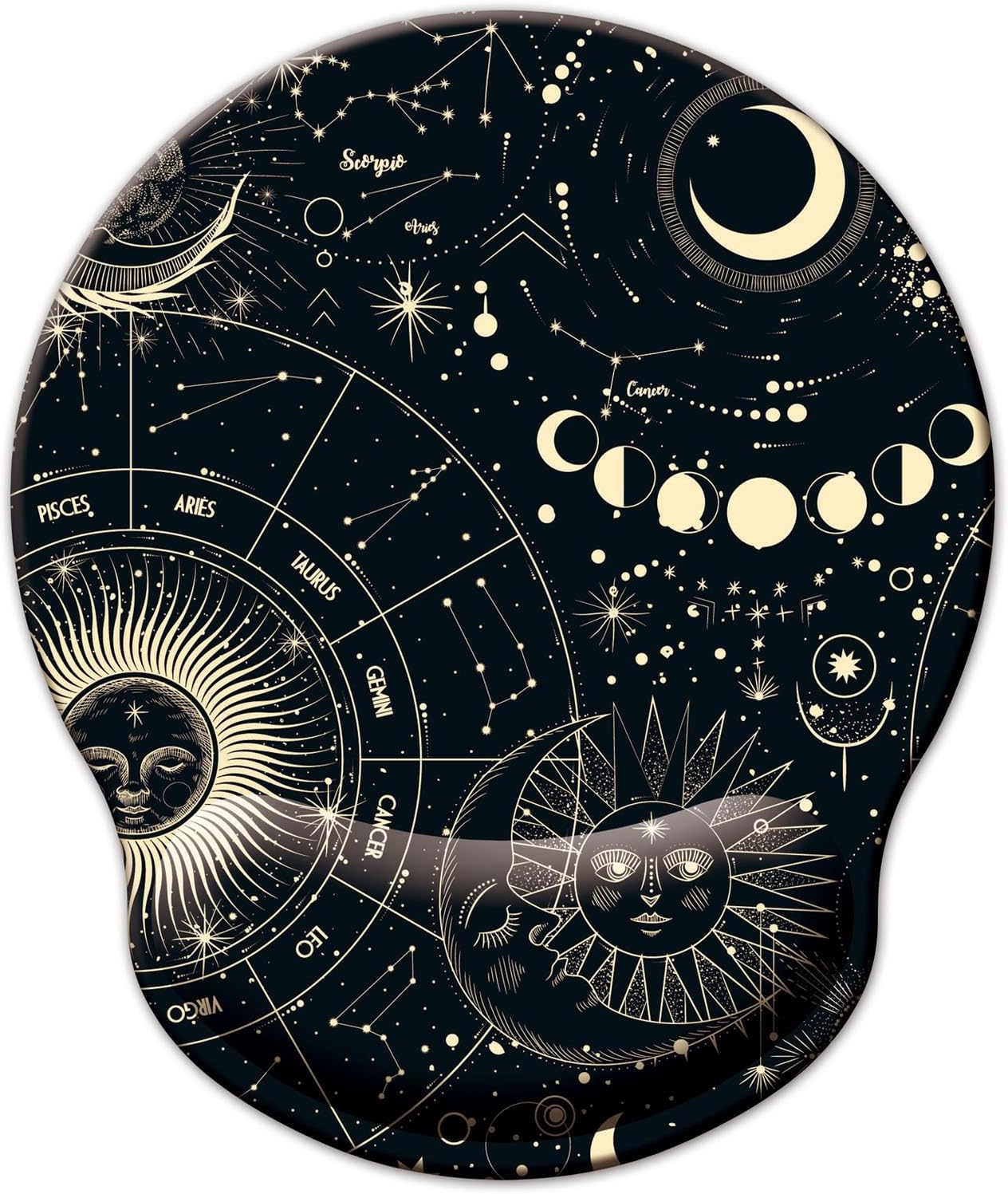 Mouse Pad with Wrist Support, Ergonomic Mouse Pad with Memory Foam Wrist Rest Cushion, Non-Slip Rubber Base Gaming Mice Pad for Home Office Computer Laptop, Flower Black