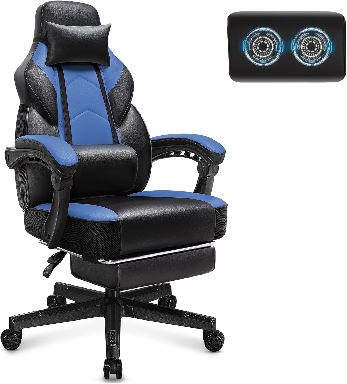 ๐ฎ Ultimate Gaming Throne โ Big & Tall Massage Chair with Footrest, Recliner Back, 360ยฐ Swivel & Ergonomic Comfort