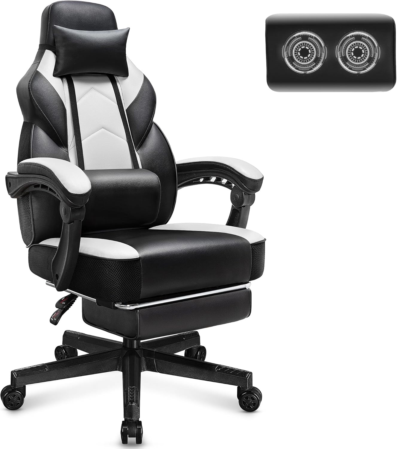 ๐ฎ Ultimate Gaming Throne โ Big & Tall Massage Chair with Footrest, Recliner Back, 360ยฐ Swivel & Ergonomic Comfort