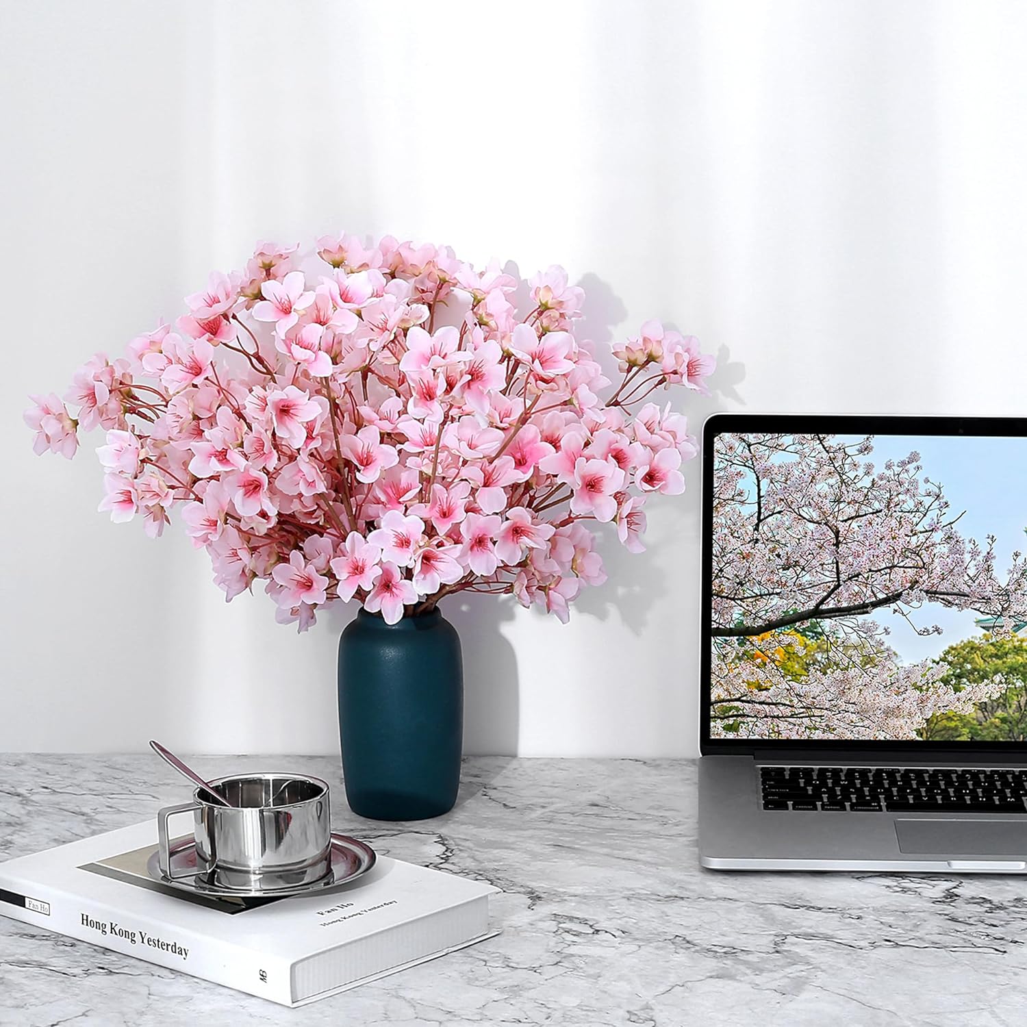 🌸6PCS Artificial Cherry Blossom Branches – 16" Silk Sakura Flowers for Gaming Setups, Offices & Home Decor | Elegant Japanese-Inspired Spring Decoration – Geek Findings