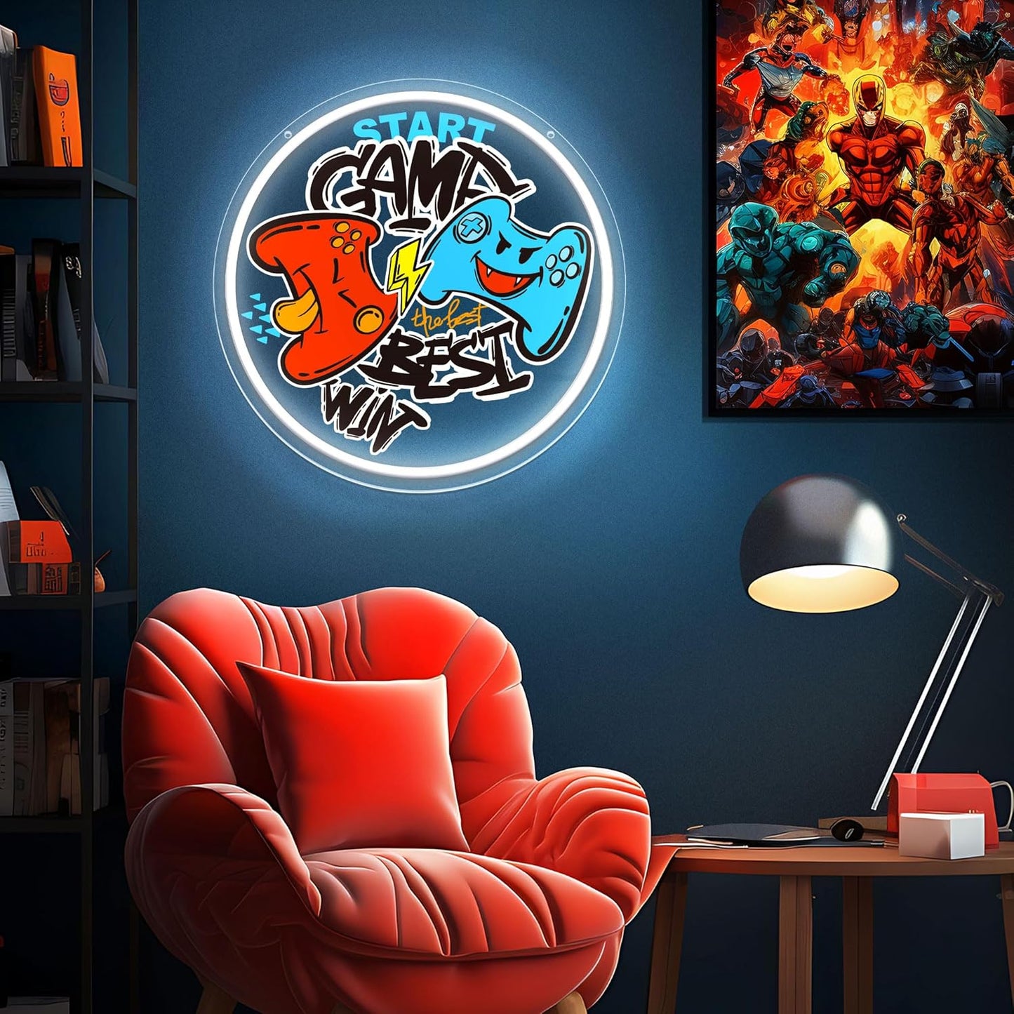 🎮 Gamer Neon Sign – LED Wall Light for Game Rooms, Boys’ Rooms, Man Caves & Battlestations | USB-Powered Gamepad Light with Adjustable Brightness – Epic Gamer Decor & Gift for Gamers