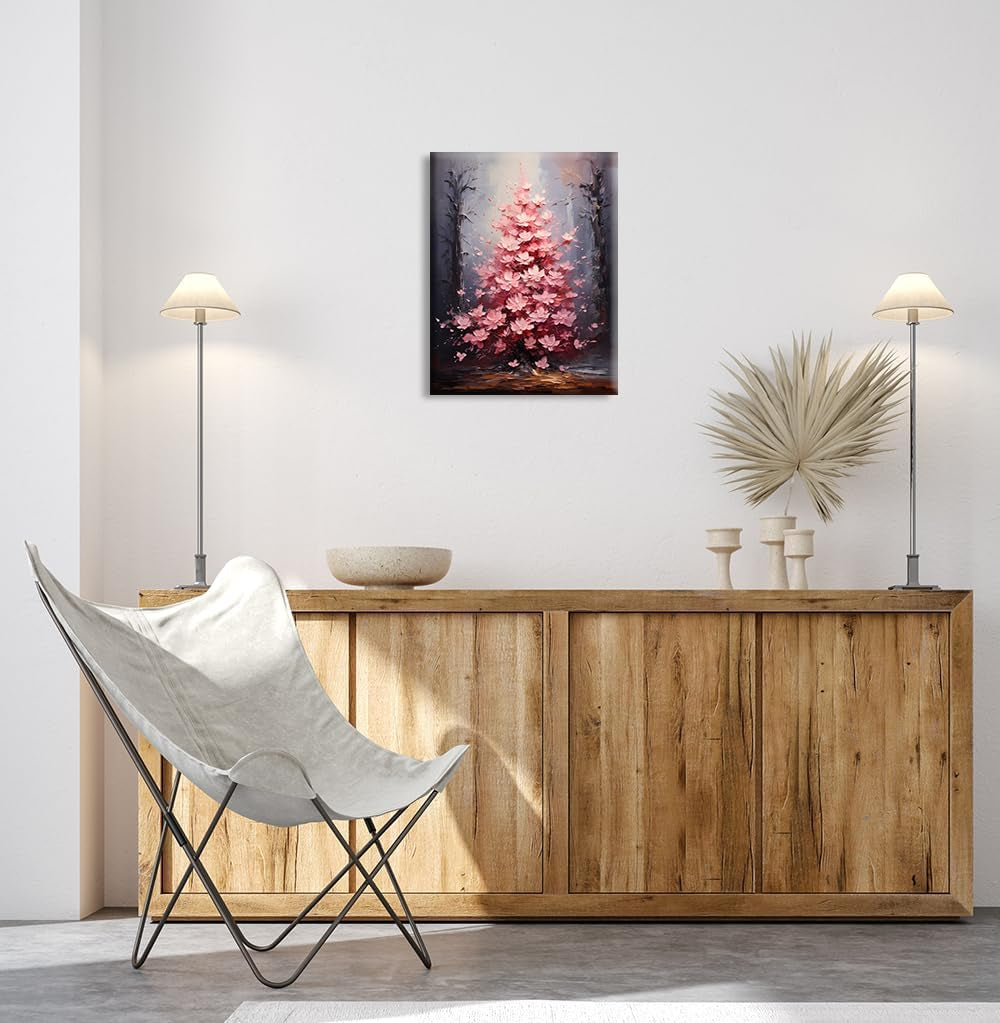 ๐ธ๐จ Spring Cherry Blossom Abstract Floral Canvas Wall Art โ Pink Plant Painting for Living Room, Office & Game Stations | 12"x16" | Ready to Hang | Geek Findings Cherry Blossom Collection