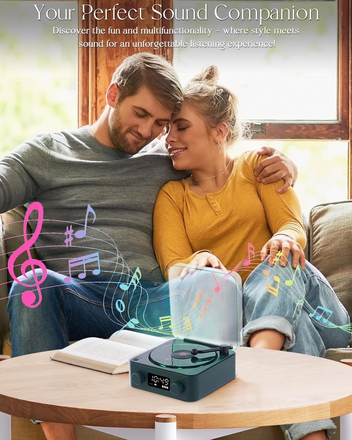 ๐๏ธ Retro Vinyl Record Player-Style Bluetooth Speaker with White Noise & RGB Light - Geeky Audio for Bedroom, Desk & Chill Zones