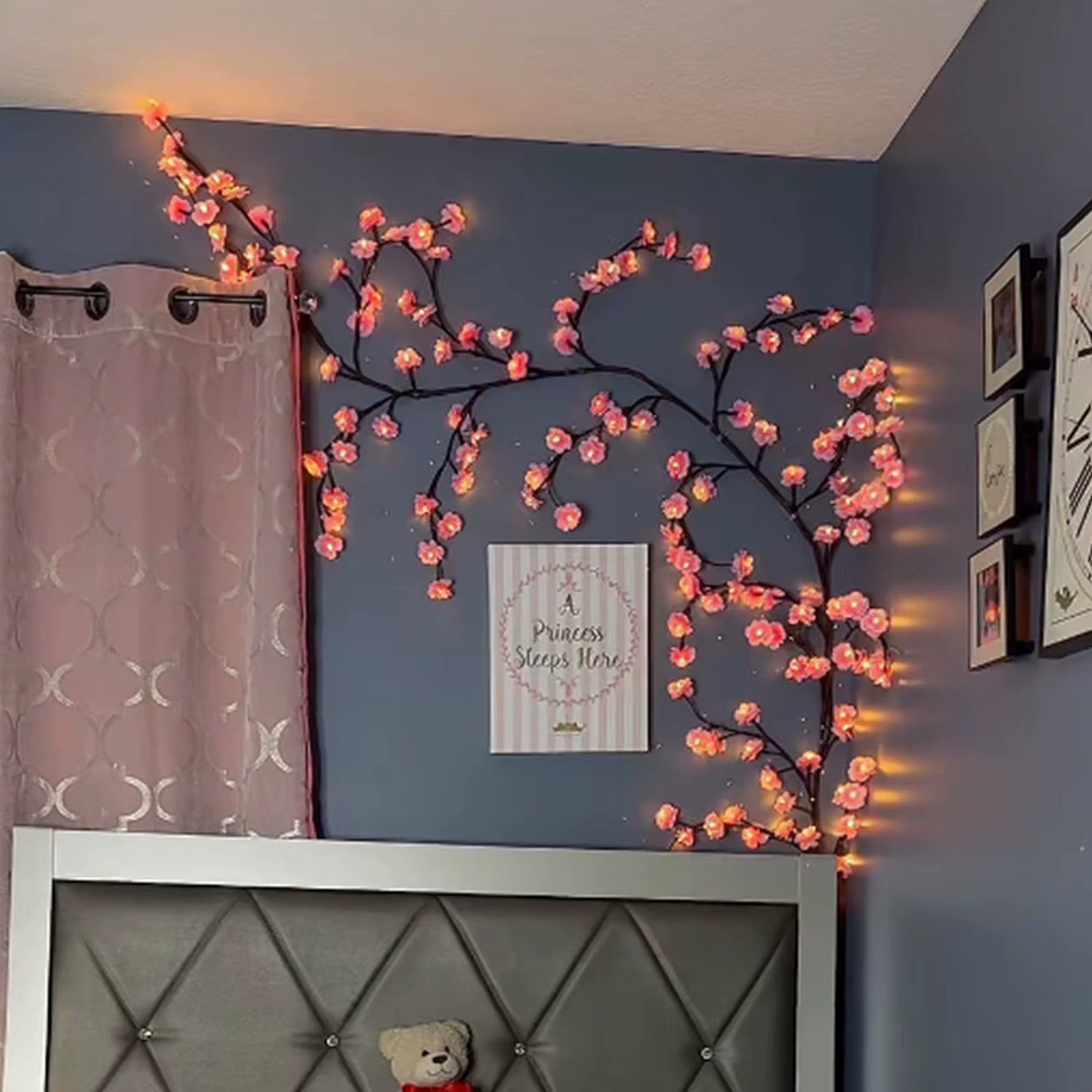 🌸LED Cherry Blossom Branch Light – Remote Control | 8 Modes | DIY Flexible Design – Elegant Desktop & Wall Decor for Gaming Rooms, Offices & Bedrooms