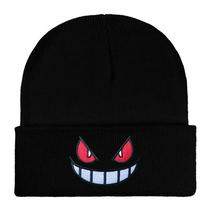Gengar Embroidered Knit Beanie – Cozy Anime-Inspired Winter Hat for Gamers & Geeks