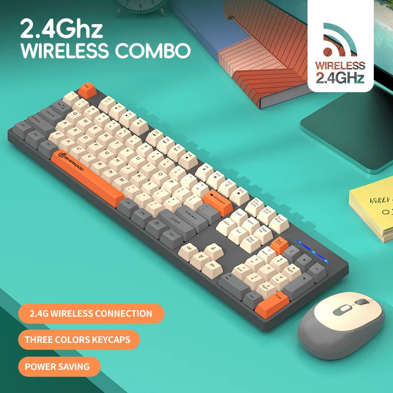 🌸Cherry Blossom Edition Wireless Gaming Keyboard & Mouse Set – Stylish 2.4G Combo with Numpad | For Game Stations & Office Desks | Geek Findings Exclusive