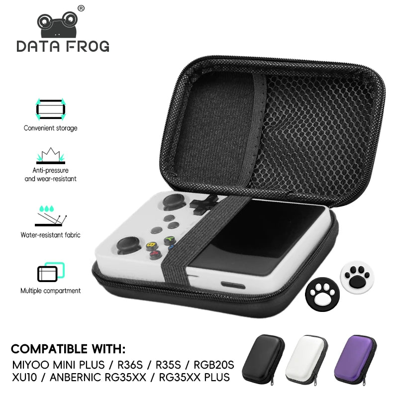 R36S & Retro Console Carrying Case – Shockproof EVA Protective Bag for R35S, RG35XX, Miyoo Mini+, and More | Waterproof Travel Cover with Hand Strap