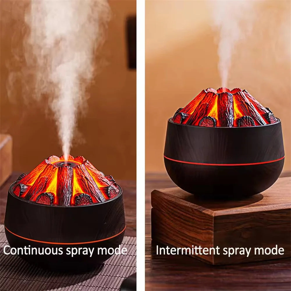 🔥Charcoal Flame Essential Oil Diffuser – 300ml Ultrasonic Humidifier with Simulated Fire, Night Light & Dual Mist Modes | Aromatherapy for Game Rooms, Offices & Bedrooms – Geek Findings