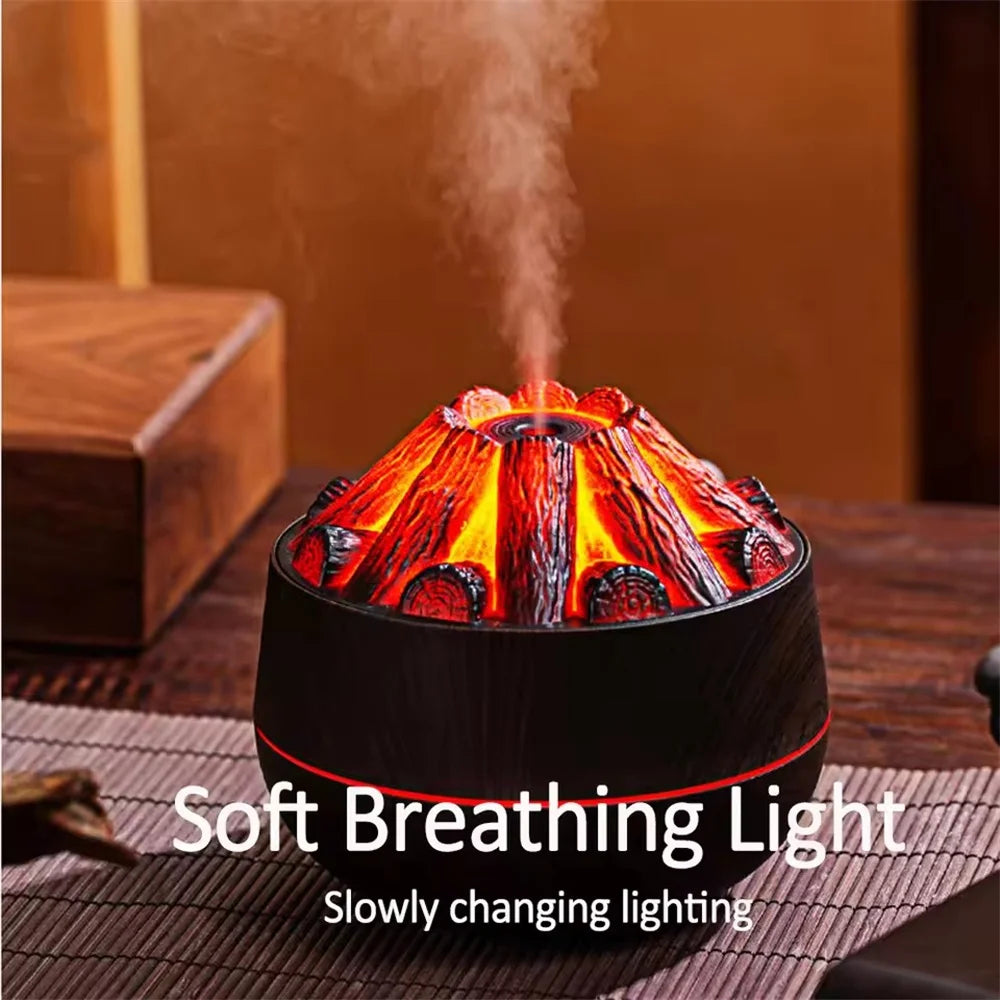 🔥Charcoal Flame Essential Oil Diffuser – 300ml Ultrasonic Humidifier with Simulated Fire, Night Light & Dual Mist Modes | Aromatherapy for Game Rooms, Offices & Bedrooms – Geek Findings