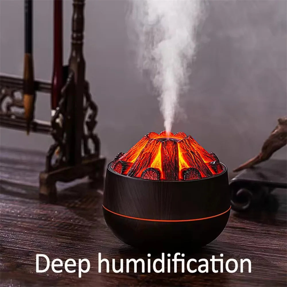 🔥Charcoal Flame Essential Oil Diffuser – 300ml Ultrasonic Humidifier with Simulated Fire, Night Light & Dual Mist Modes | Aromatherapy for Game Rooms, Offices & Bedrooms – Geek Findings