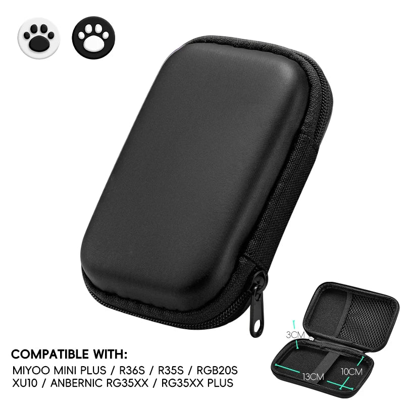 R36S & Retro Console Carrying Case – Shockproof EVA Protective Bag for R35S, RG35XX, Miyoo Mini+, and More | Waterproof Travel Cover with Hand Strap