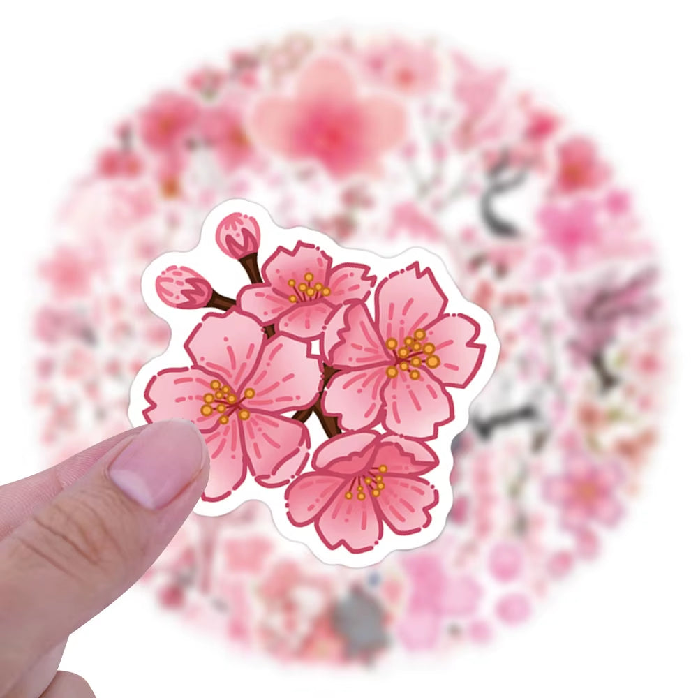 🌸50PCS Cherry Blossom Aesthetic Stickers – Waterproof Decals for Laptops, Phones, Notebooks, Gaming Stations & Offices | Geek Findings Cherry Blossom Collection