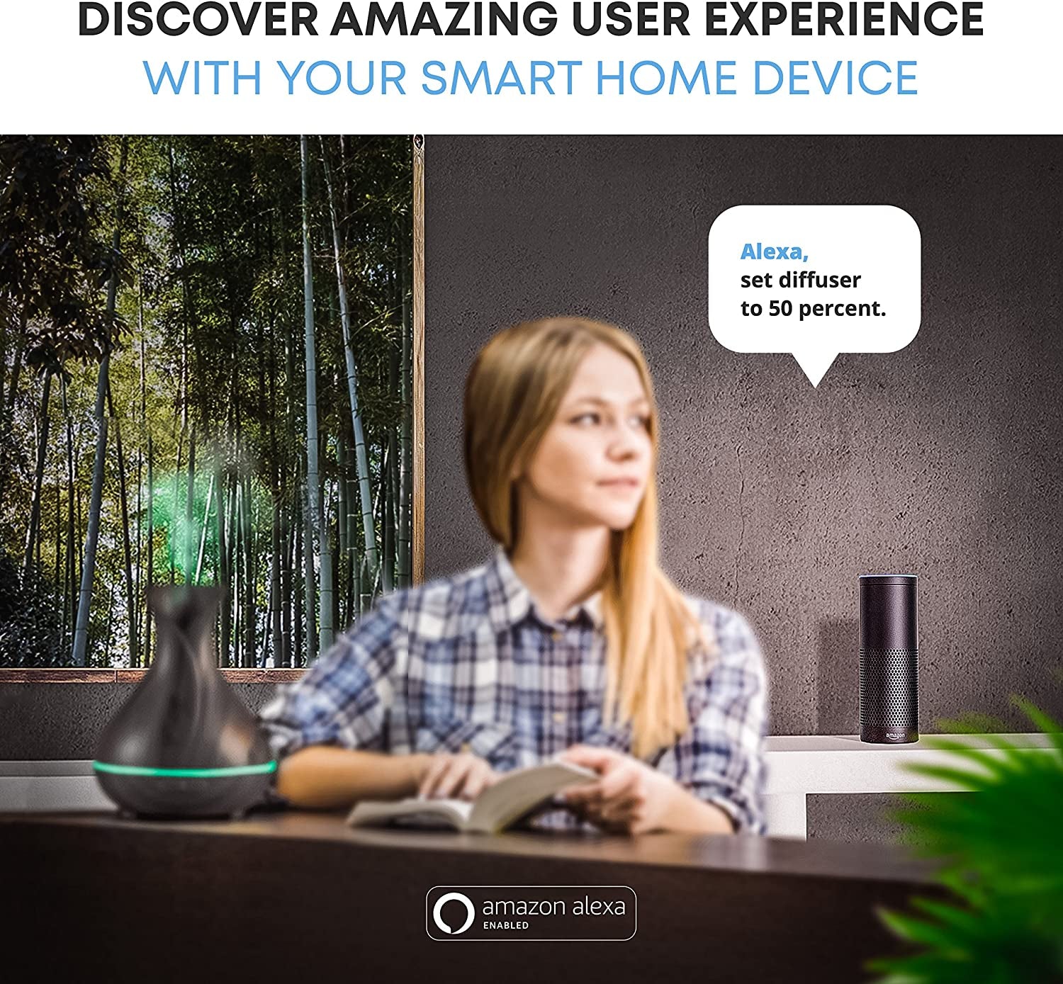 🧠 Smart WiFi Essential Oil Diffuser & Humidifier – 400ML Ultrasonic Cool Mist with Alexa & Google Home, App + Voice Control, LED Timer, Schedule Feature