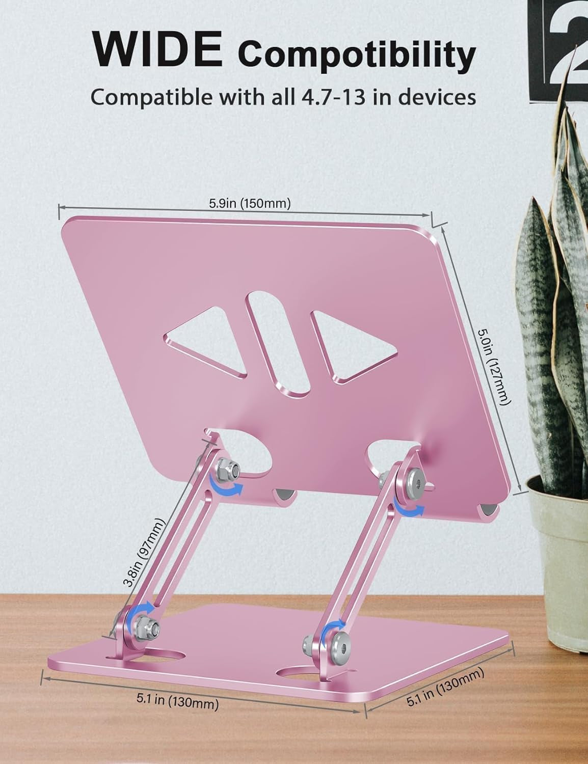 🌸Adjustable Aluminum Tablet Stand - Foldable Desk Holder for iPad Pro, Samsung Galaxy Tab, Kindle & More | 4-12" Tablets | Rose Gold – Cherry Blossom Collection