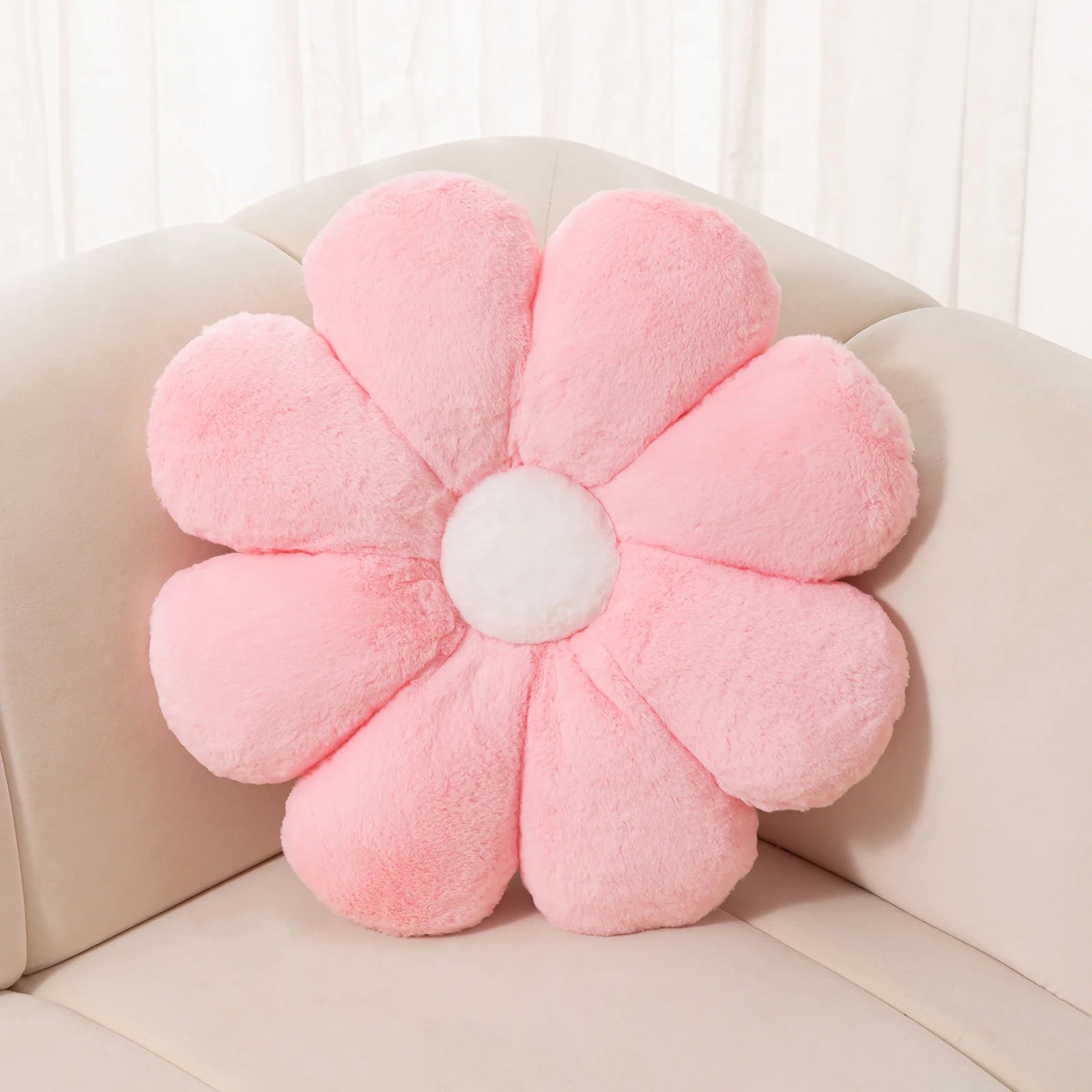 🌸Blossom Bloom: Faux Fur Pink Flower Decorative Pillow – Soft Plush Floor Cushion for Office, Game Room, and Home Decor | Cherry Blossom Collection